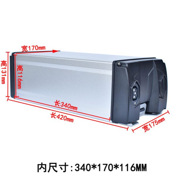 Empty Rear Rack Ebike Battery 36V 48V 52V Black Electric Bicycle Battery Cases 18650 21700 Lithium Battery Box - 图片 5